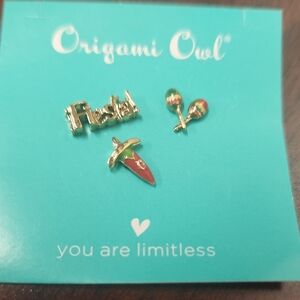 Origami Owl Gold and Red Necklace Charms
